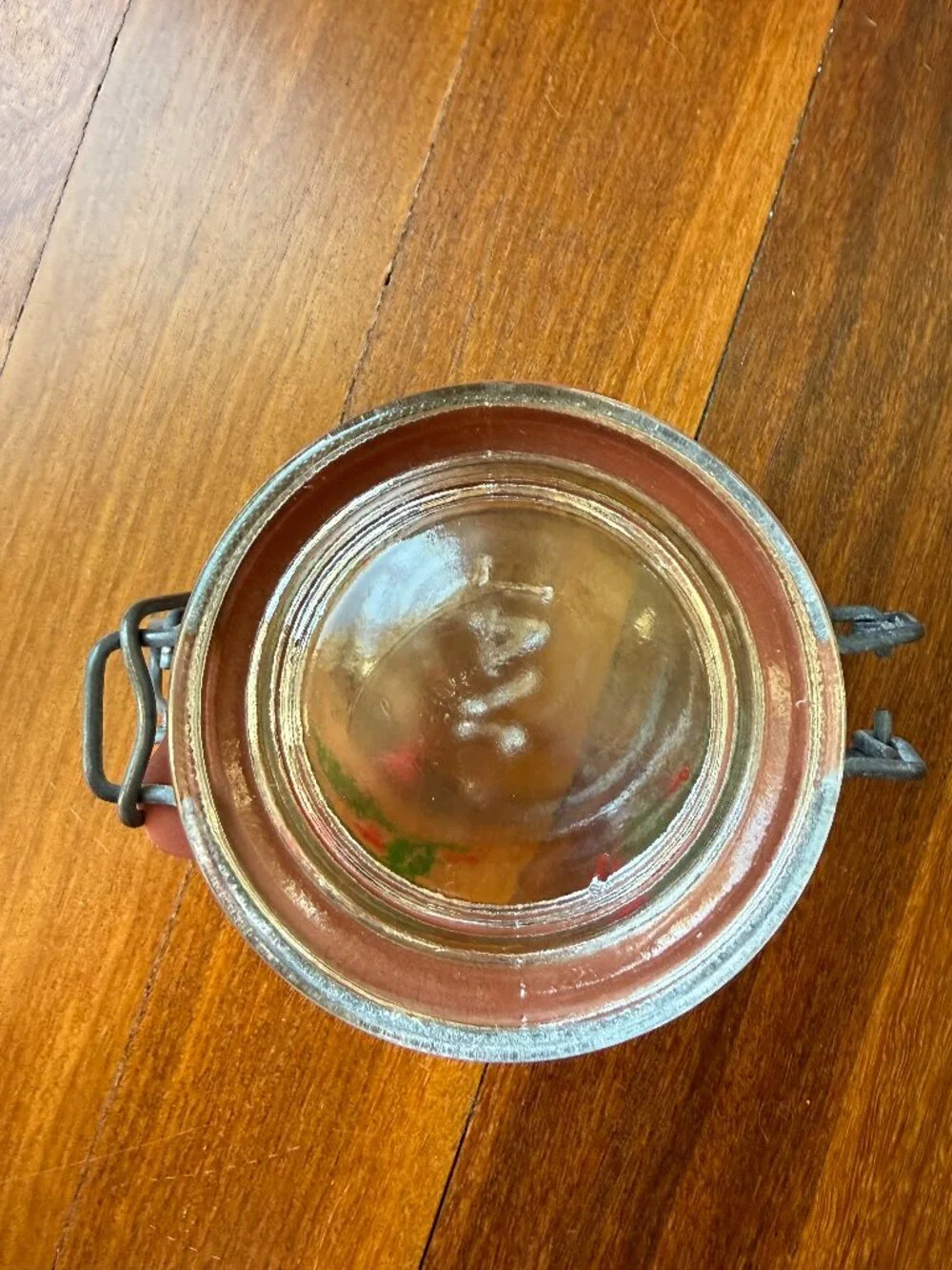 Vintage Glass Hinged Holly / Berries Christmas 1/4 liter Glass Jar